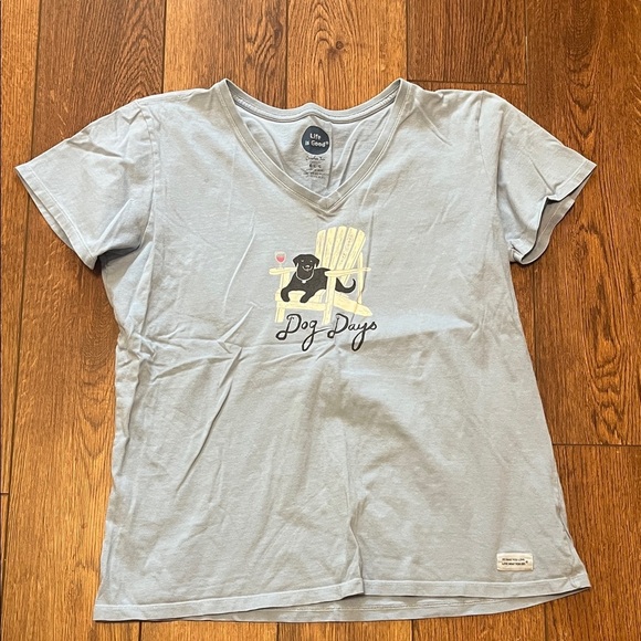 Life Is Good Tops - Life is Good Blue Graphic Dog Days T-Shirt Large